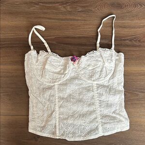 White Eyelet Lace Corset Top